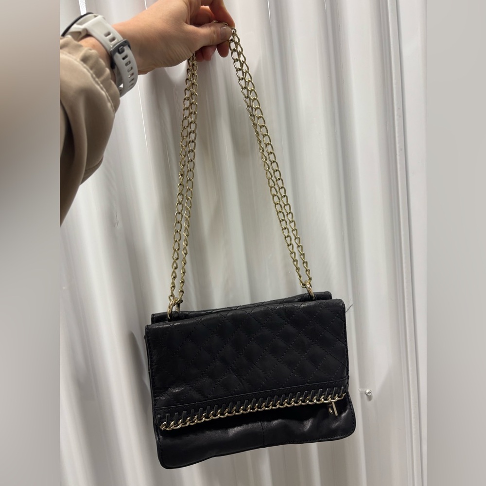 Michael Kors Black Quilted Shoulder Bag with Gold Chain